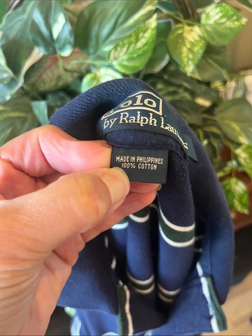 Ralph Lauren Navy Short-Sleeve Striped Polo with Red Pony